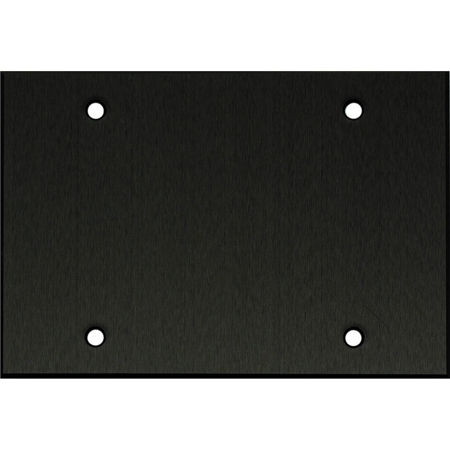 Whirlwind WPX3B/0H Wall Mounting Plate, 3 Gang, .125" Black Anodized Aluminum, Blank