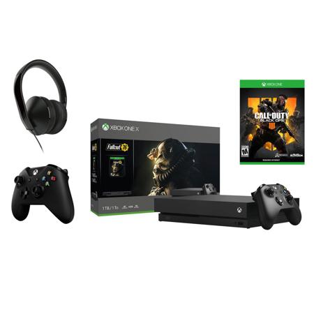 Xbox One X 1TB Console Fallout 76 Bundle w/2 Controllers, Black Ops 4, Headset