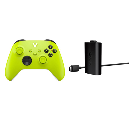 Microsoft Xbox Wireless Controller Electric Volt w Xbox Battery USB C Cable QAU 00021 A