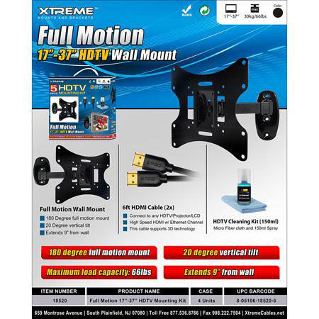 Xtreme Cables Full Motion 17-37" HDTV Wall Mounting Kit