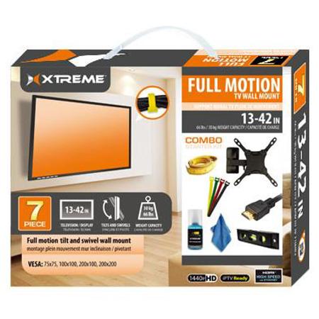 Xtreme Cables 7 Piece Full Motion TV Wall Mount for 13-42" LED Display