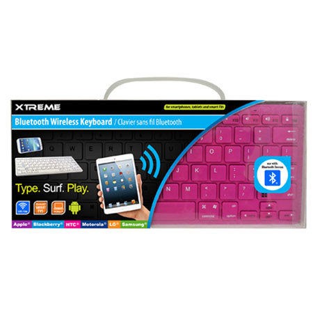 Xtreme Cables Bluetooth Wireless Keyboard, 33' Range, Pink