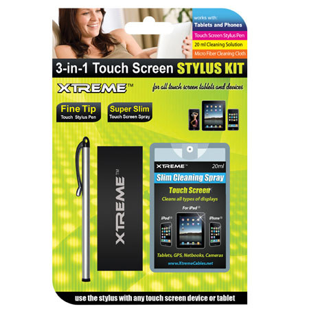 Xtreme Cables 3-in-1 Touch Screen Stylus kit with 20ml Spray