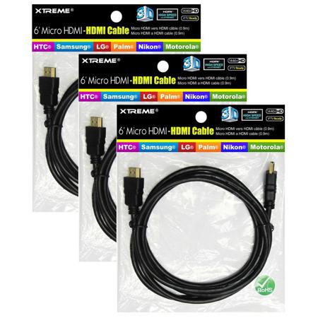 Xtreme Cables 6' Bulk Micro HDMI Cables - 3-Piece Bundle