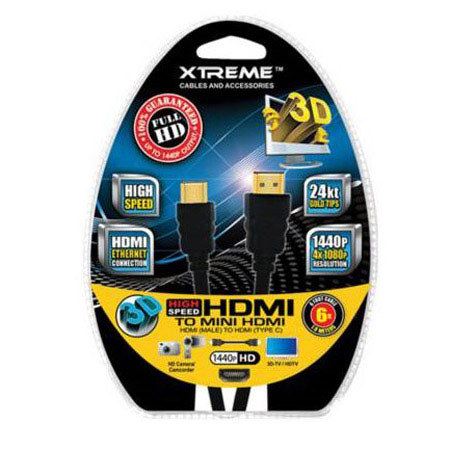 Xtreme Cables 6 Foot Braided mini HDMI to HDMI Cable