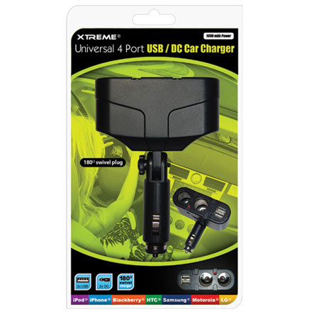 Xtreme Cables Universal 4 Port USB/ DC Car Charger