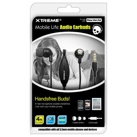 Xtreme Cables Black Earbuds with Mic