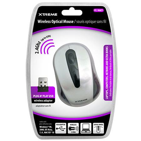 Xtreme Cables Wireless Optical Mouse, Silver