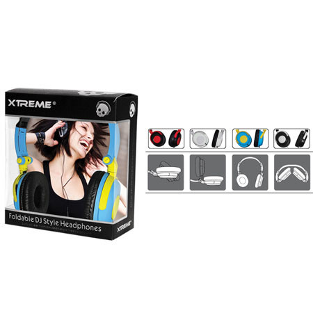 Xtreme Cables Foldable DJ Headphones, Silver/White