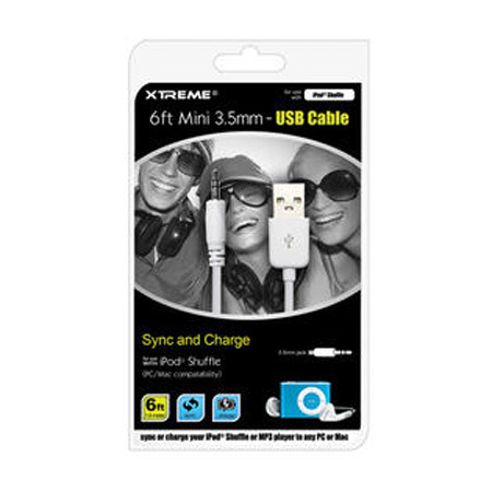 Xtreme Cables 6' 3.5mm Mini Audio to USB Cable, White