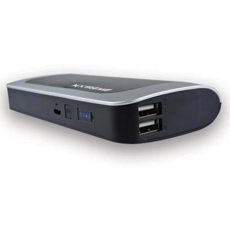 Xtreme Cables 13200mAh Dual Port Deluxe Power Bank, Black Silver