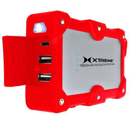 Xtreme Cables 7800mAh Duracharge Dual Port Weatherproof Power Bank, Red