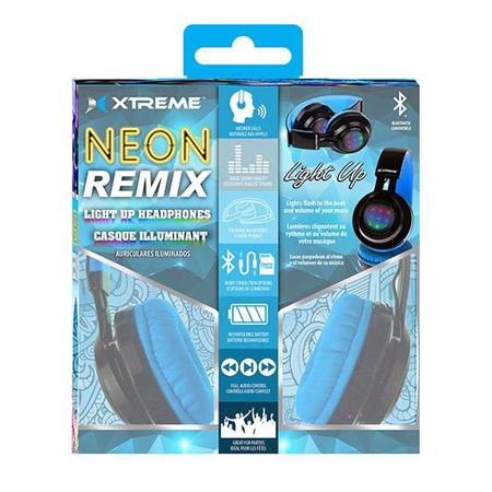 Xtreme Cables Neon Remix Light Up Circumaural Over-the-Head Headphones, Blue