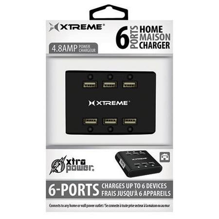 Xtreme Cables 4.8Amp 6 Port Power Station, Black