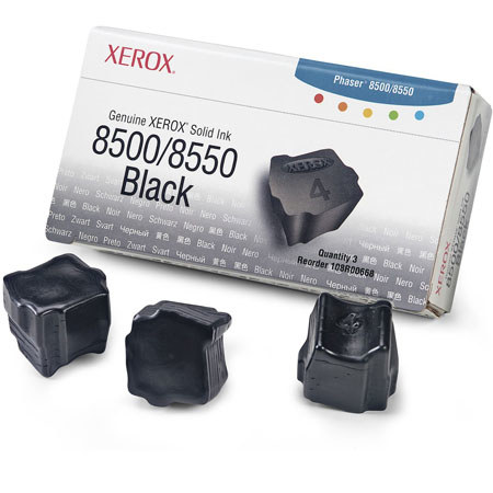 Xerox 108R00668 Black ColorStiks, 3 Sticks, 3000 Pages