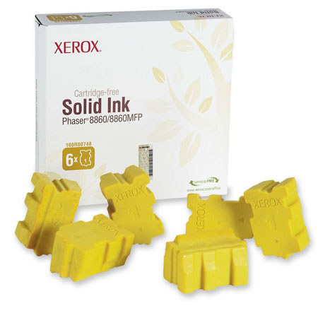 Xerox 108R00748 Yellow Solid Ink, 6 Sticks, 14000 Pages