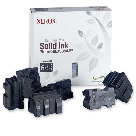 Xerox 108R00749 Black Solid Ink, 6 Sticks, 14000 Pages