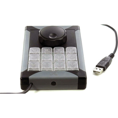 X-Keys XK-12 USB Jog & Shuttle Controller with 12 Keys, Blue & Red