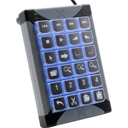 X-Keys XK-24 24-Key USB KVM Keypad, Blue and Red Backlighting