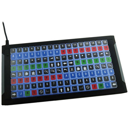 X-Keys XK-128 128-Keys Customizable USB Keyboard, Blue and Red Backlighting