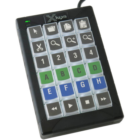 X-Keys XK-24 24-Keys USB Black and White Control Solution, White Backlighting