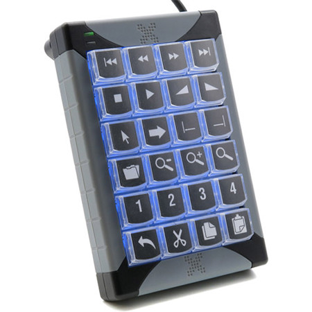 X-Keys TruCOM XK-24 24-Keys RS-232 Programmable Keypad, Blue and Red Backlighting