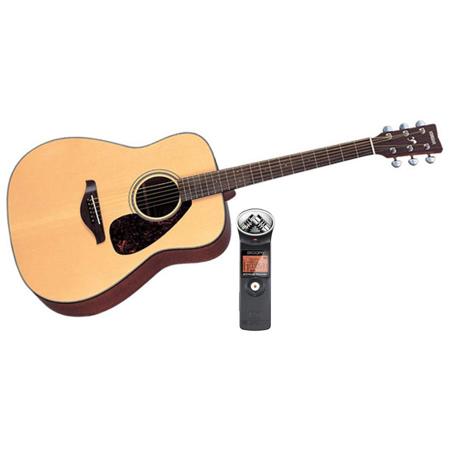 Yamaha FG700S 6 String Folk Acoustic Guitar Gloss Natural W/Zoom H1 Audio Recrdr