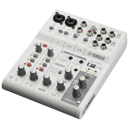 Yamaha AG06MK2 6-Channel Live Streaming Mixer with USB Interface, White
