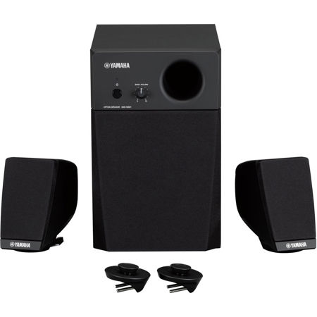 Yamaha GNS-MS01 3-Piece 2.1 Active Speaker System for Genos 76-Key Digital Workstation, Includes 2x Satellite Speakers, Subwoofer Speaker, 8-Pin Mini DIN Cable and AC Power Cord
