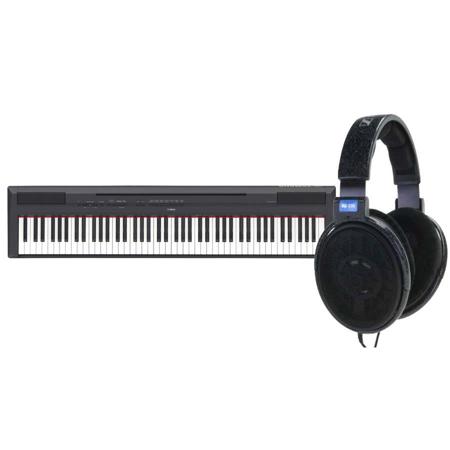 Yamaha P-115 88-Key Weighted Action Digital Piano, Black W/Sennheiser HD600 HP