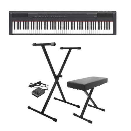 Yamaha P-115 88-Key Weighted Action Digital Piano Black W/On-Stage KPK6520 Stand