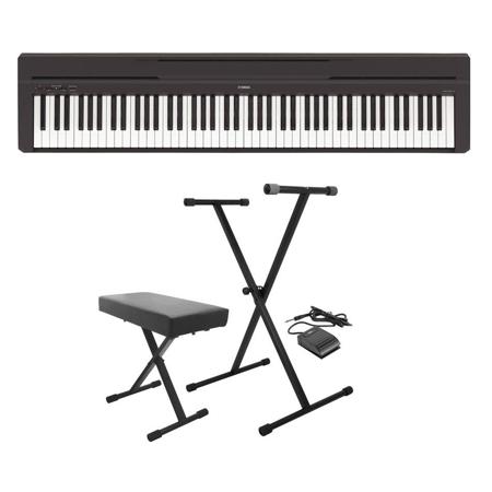 Yamaha P-45 88-Key Digital Piano Black W/On-Stage Keyboard Stand/Bench Pack