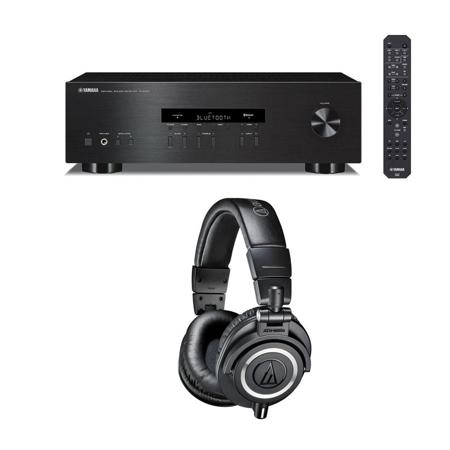 Yamaha R S202 Stereo Receiver with Bluetooth Bundle With Audio Technica ATH M50x Professional Monitor Headphones Black