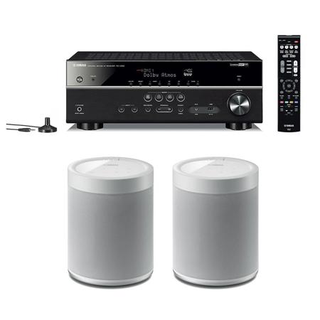 Yamaha RX-V585 7.2-Channel Network AV Receiver w/2x Yamaha WX-021 Speaker White