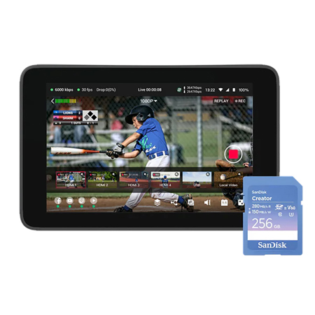 YoloLiv YoloBox Ultra 8" Portable All-in-One Live Streaming Encoder and Monitor with SanDisk Creator 256GB SD Card