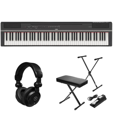 Yamaha P-125a 88-Note Digital Piano, Black with Headphones, Stand, Pedal