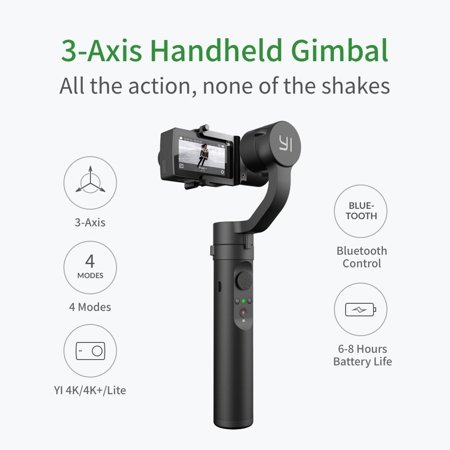 YI 3-Axis PTZ Handheld Stabilizer Gimbal for Lite, 4K, 4K+ Action Cameras, Black