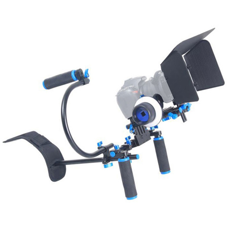 YELANGU D100 Shoulder Mount Rig with Matte Box, Follow Focus and Top Handle for DSLR/VCR