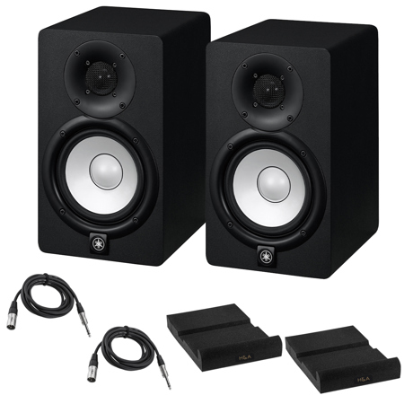 Yamaha 2x HS5 Powered Studio Monitor, Black with Isolation Pads & Cables