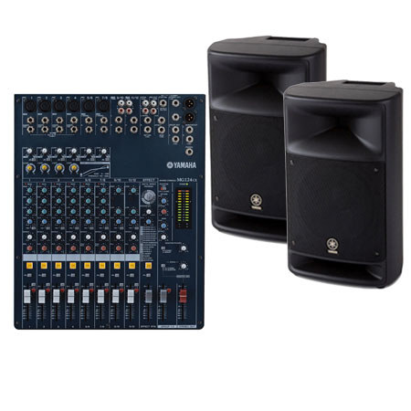 Yamaha MG124CX/MSR250 Bundle, Includes MG124CX Mixer, 2x MSR250 10" Loudspeaker