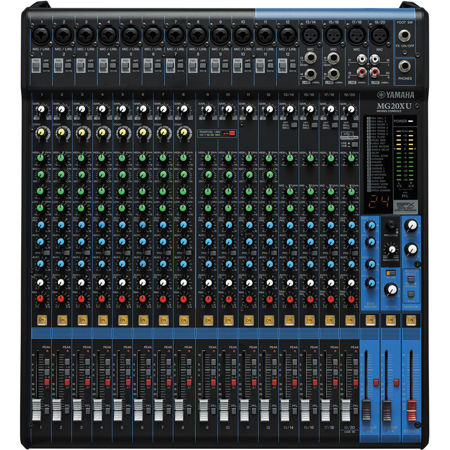 Yamaha MG20XU 20 Input 6 Bus Mixer with Rack-Mount Kit, 2in/2out USB