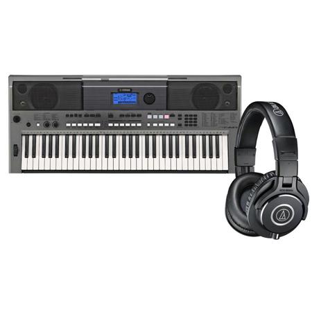 Yamaha PSR-E443 61-Key Entry Level Keyboard W/Audio-Technica ATH-M40x Headphone