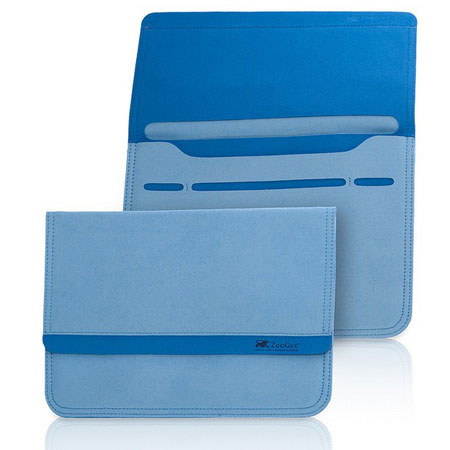 ZooGue Microfiber iPad Sleeve, Light Blue Exterior/Ocean Blue Interior
