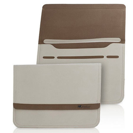 ZooGue Microfiber iPad Sleeve, Cream Exterior/Brown Interior