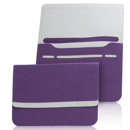 ZooGue Microfiber iPad Sleeve, Purple Exterior/White Interior