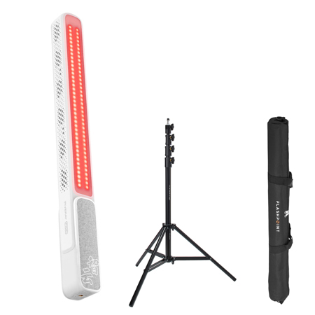 Zhiyun FIVERAY V60 60W Portable Bi-Color LED Light Wand, White, Bundle with 9.5' Pro Air-Cushioned Light Stand