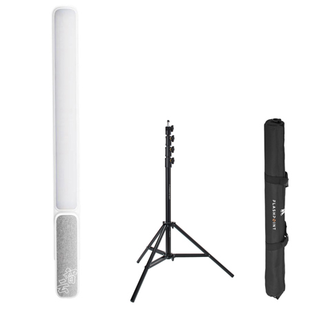 Zhiyun FIVERAY F100 RGB LED Light Stick Combo, White, Bundle with 9.5' Pro Air-Cushioned Light Stand