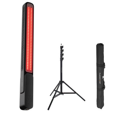 Zhiyun FIVERAY F100 RGB LED Light Stick, Black, Bundle with 9.5' Pro Light Stand