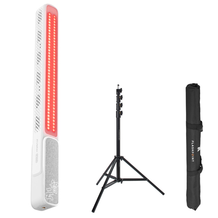 Zhiyun FIVERAY F100 RGB LED Light Stick, White, Bundle with 9.5' Pro Light Stand