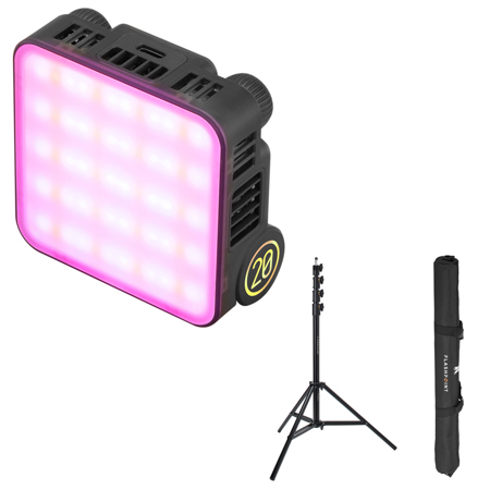 Zhiyun FIVERAY M20C 20W RGB Pocket LED Light, Bundle with 9.5' Pro Air-Cushioned Light Stand